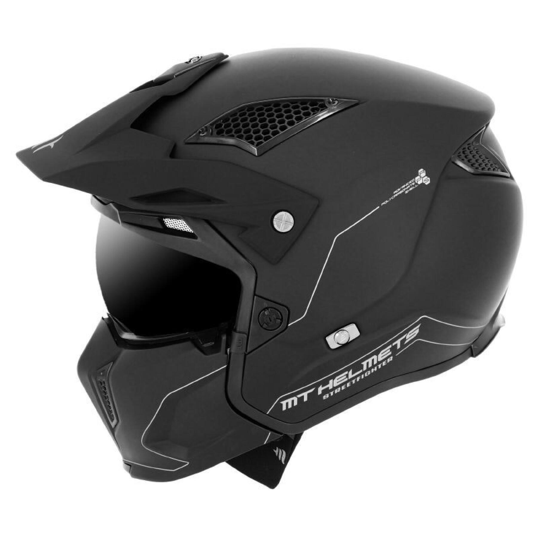Casque intégral simple ecran transformable avec mentonniere amovible MT Helmets Trial Streetfighter SV