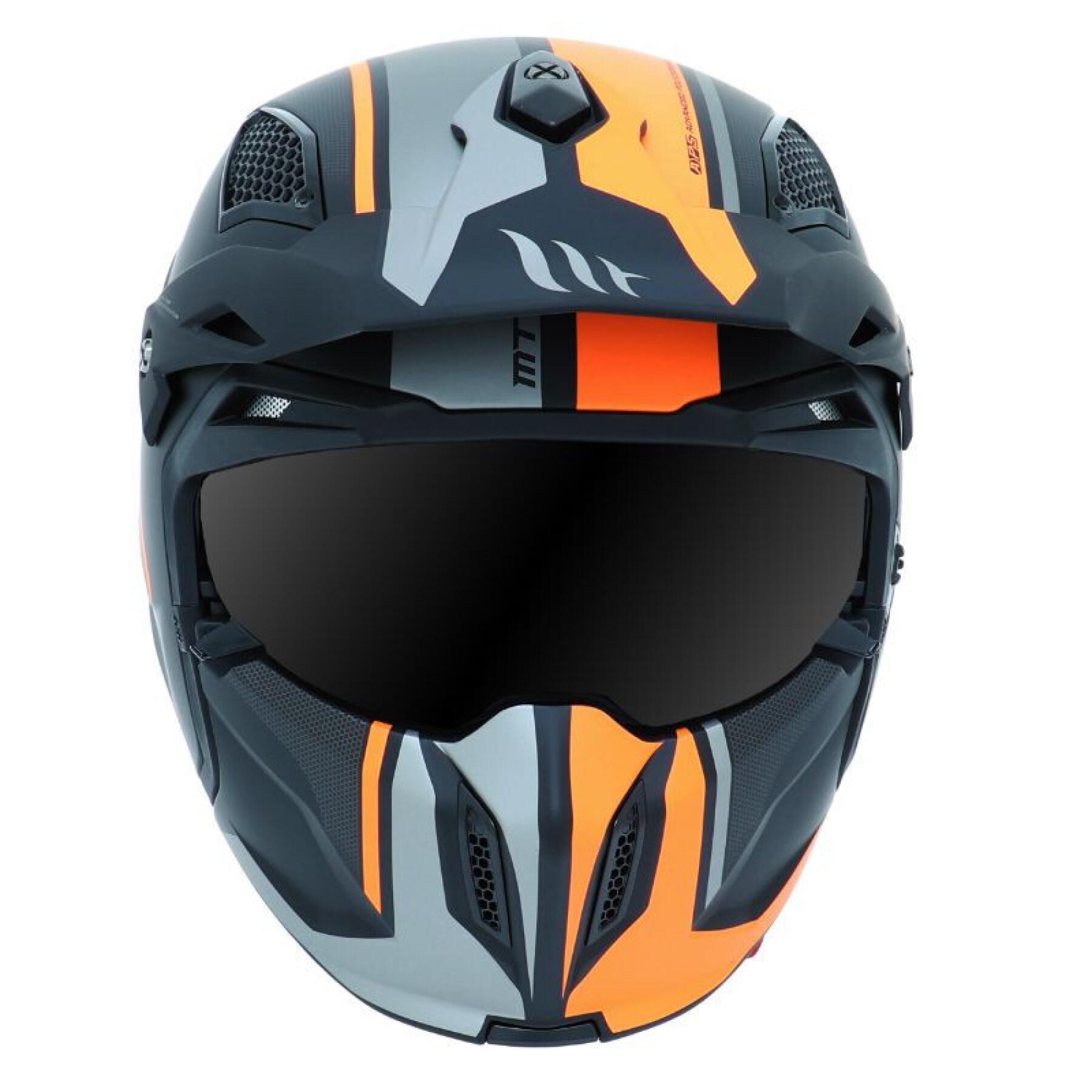 Casque trial simple ecran dark transformable avec mentonniere amovible MT Helmets MT STREetFIGHTER SV SKULL(livre avec un ecran supplementaire orange)