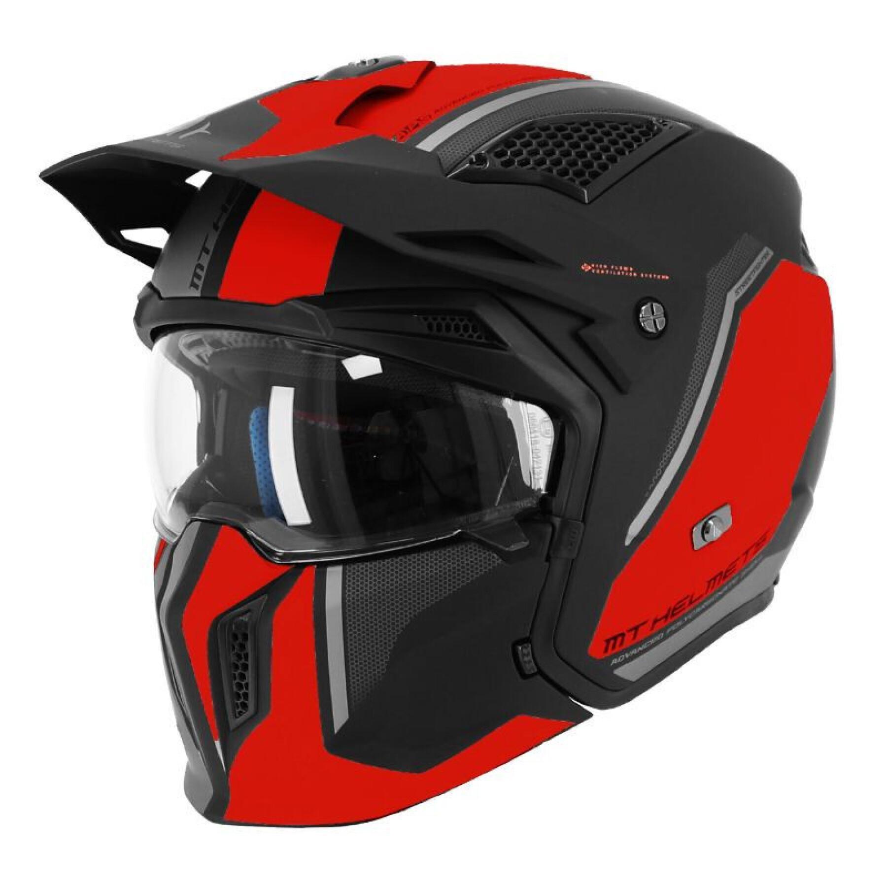Casque moto cross simple ecran transformable avec mentonniere amovible MT Helmets Streetfighter Sv Twin C5 (Ece 22.06)