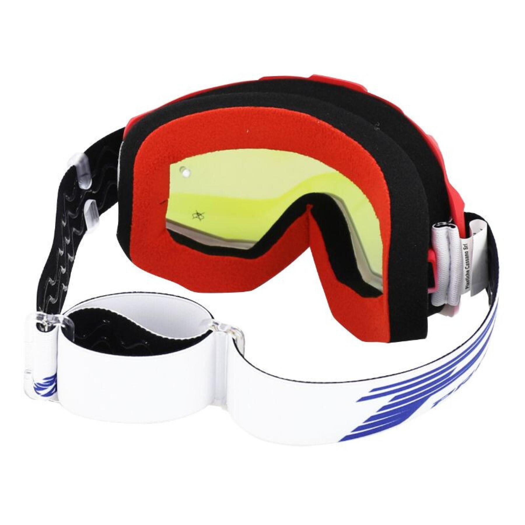 Masque moto cross écran miroir anti-rayures/anti U.V. compatible avec port lunettes de vue Progrip 3201 FL Atzaki
