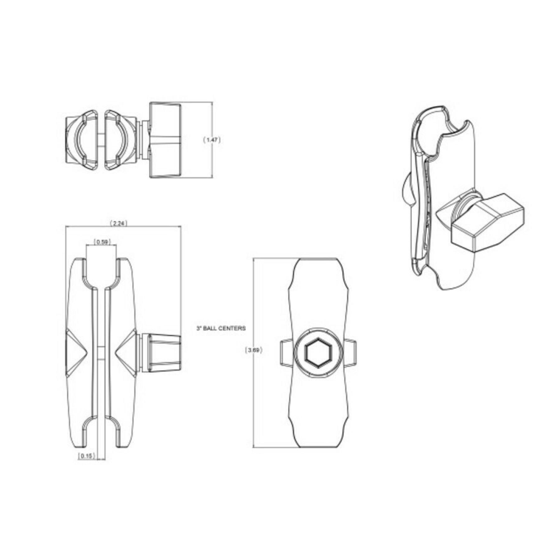 Support smartphone moto bras d'attache à double emboîtement - medium RAM Mounts