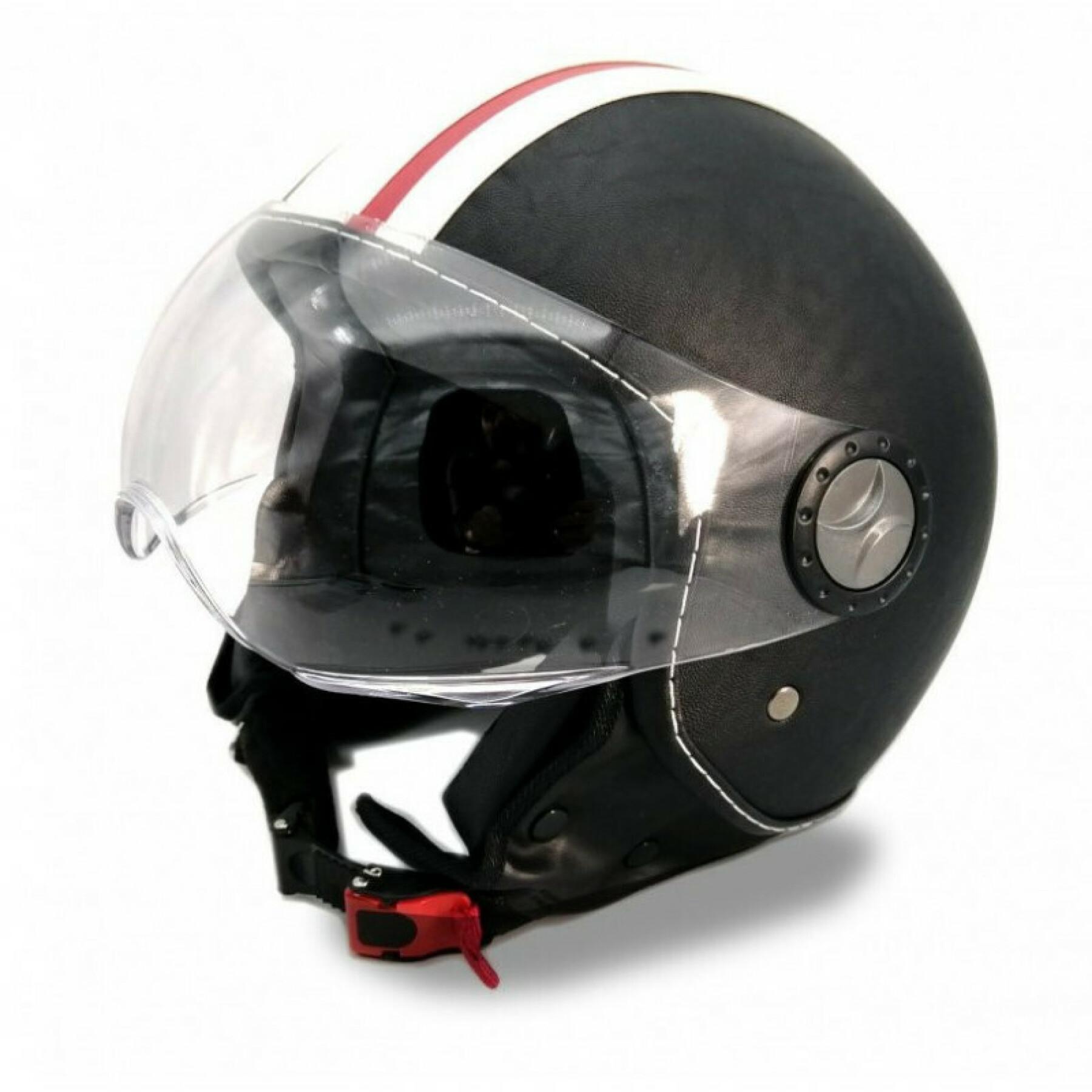 Casque moto jet cuir series Vito Helmets roma